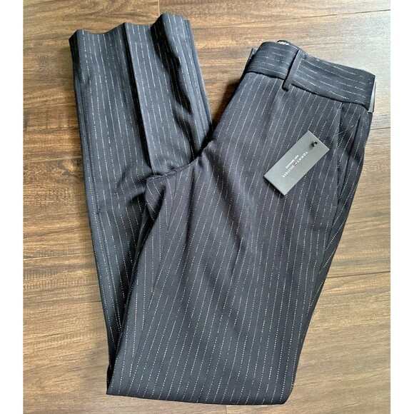 Tommy Hilfiger Women's Metallic Pinstriped Pants Bootcut  Leg Midnight Blue 2 - Picture 5 of 12